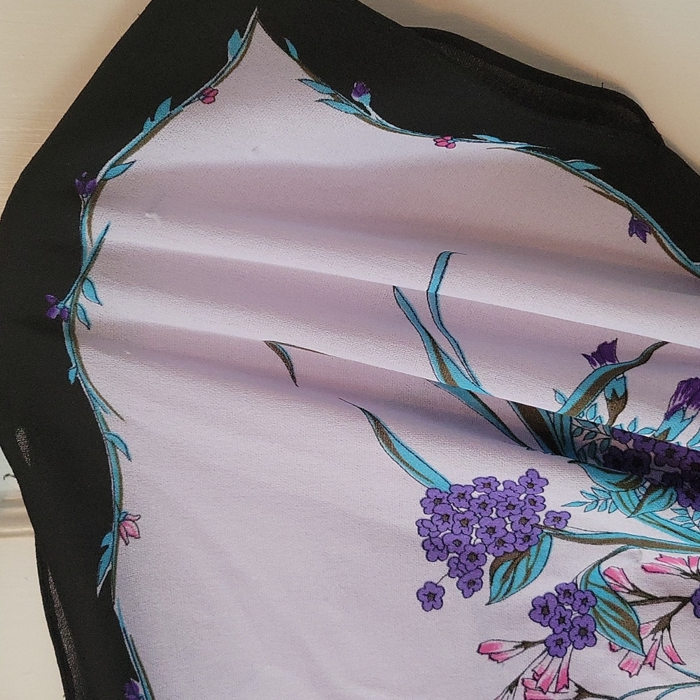 Vintage Swimsuit Coverup/Caftan - Purple Floral Print - Small - Picture 5 of 8